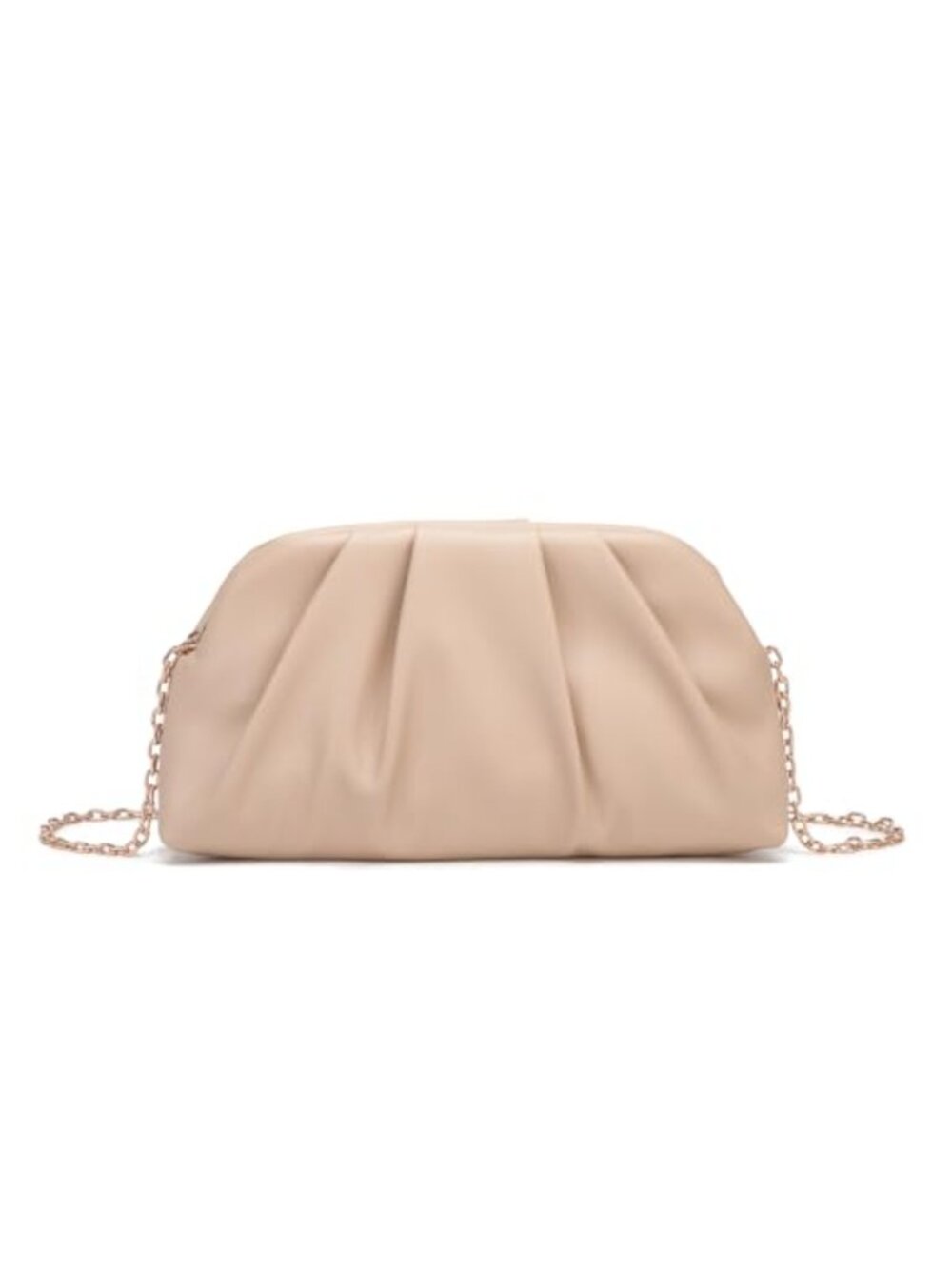 Dreubea Cloud Shape Evening Bag Fold Leather Clutch Handbag with Chain